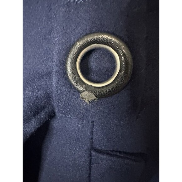 Centigrade Wool Blend Funnel Neck Coat with Self-tie Belt Blue Size Large - Picture 2 of 9